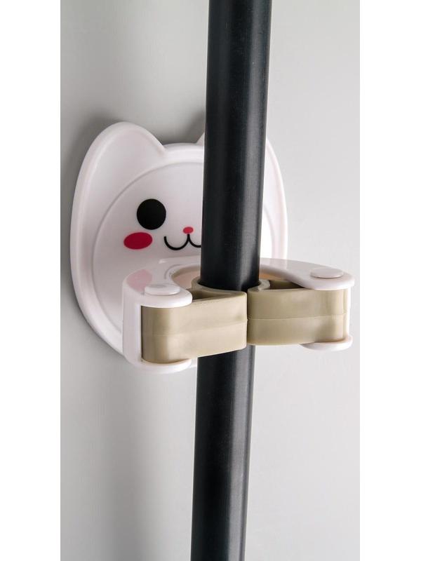 Держатель для уборочного инвентаря «Киска», 7,5×8,2×6 см, цвет бежевый