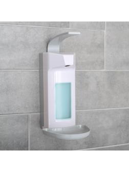 Диспенсер для антисептика/жидкого мыла локтевой, 1 л, пластик, цвет белый