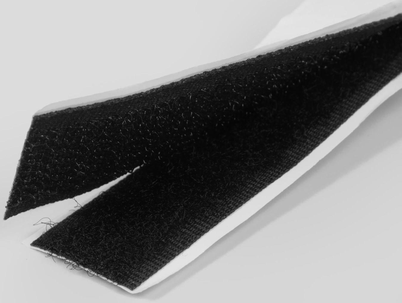 Липучка на клеевой основе, 20 мм × 100 ± 5 см, цвет чёрный