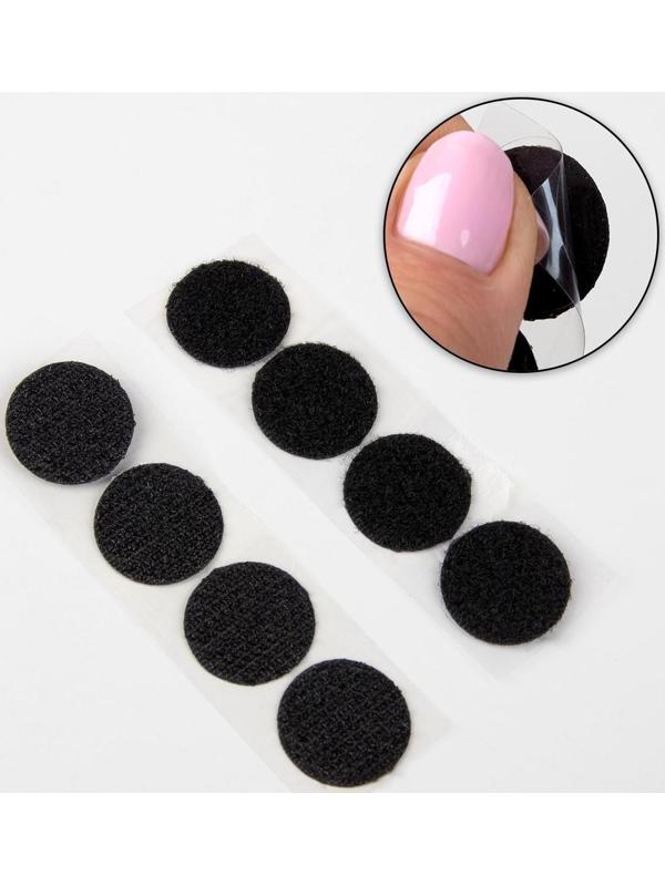 Набор липучек на клеевой основе, d = 2 см, 4 пары/8 шт, цвет чёрный