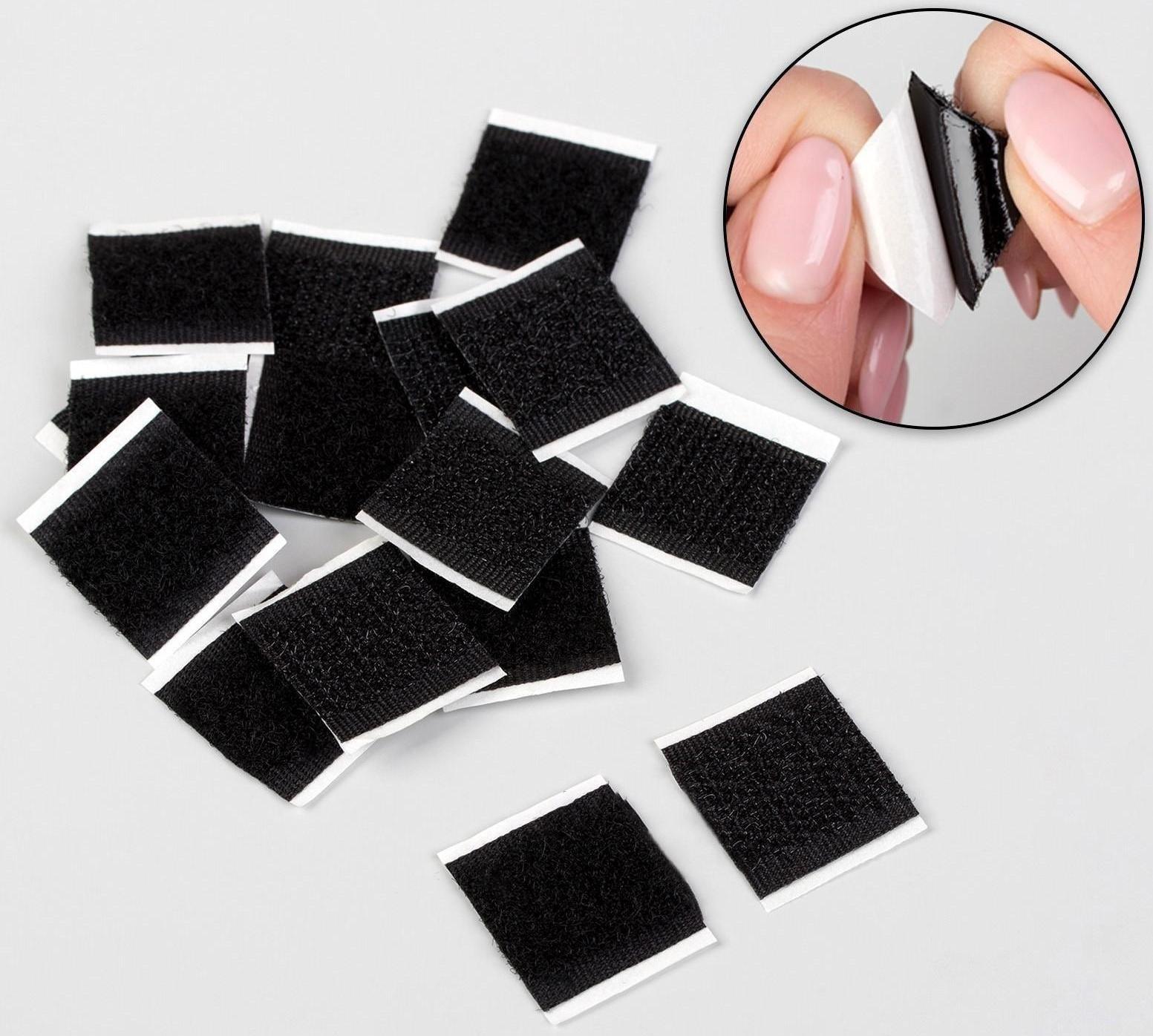 Набор липучек на клеевой основе, 2 × 2 см, 10 шт, цвет чёрный