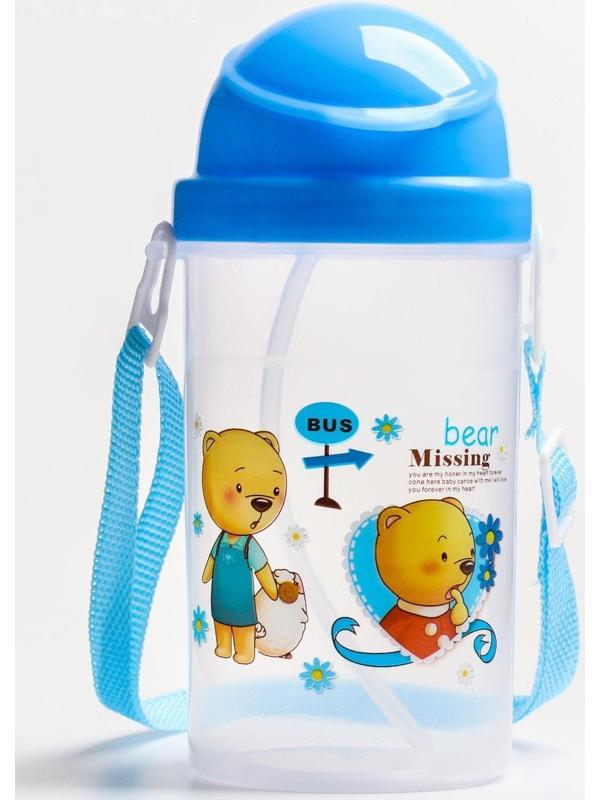 Поильник с силиконовой трубочкой, 350 мл., цвет МИКС