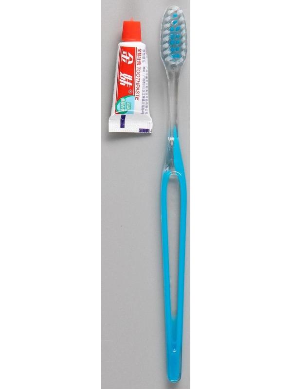 Зубной набор в пакете: зубная щетка 18 см + зубная паста 3 г