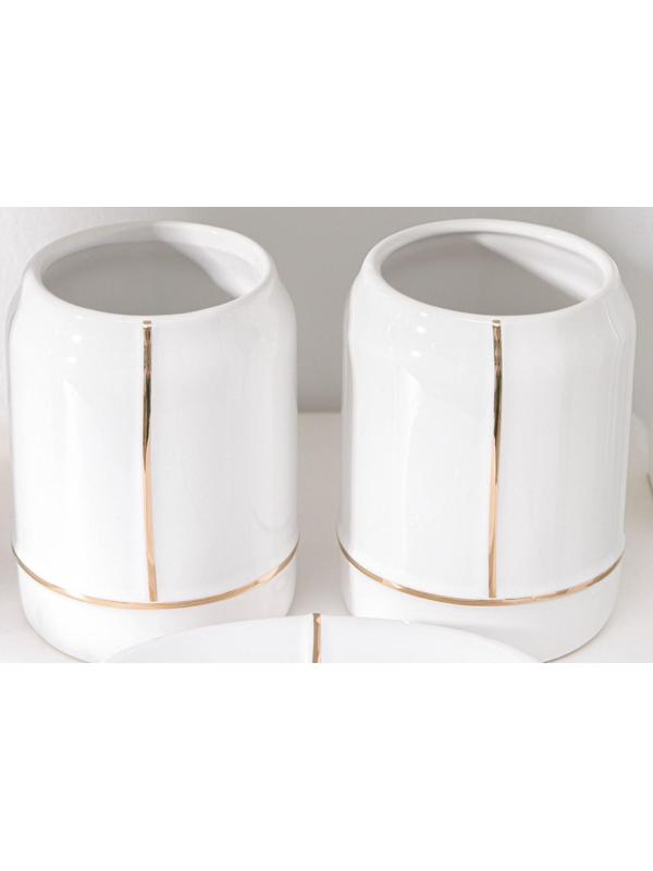 Набор аксессуаров для ванной комнаты «Лайн», 4 предмета (дозатор 400 мл, мыльница, 2 стакана), цвет белый