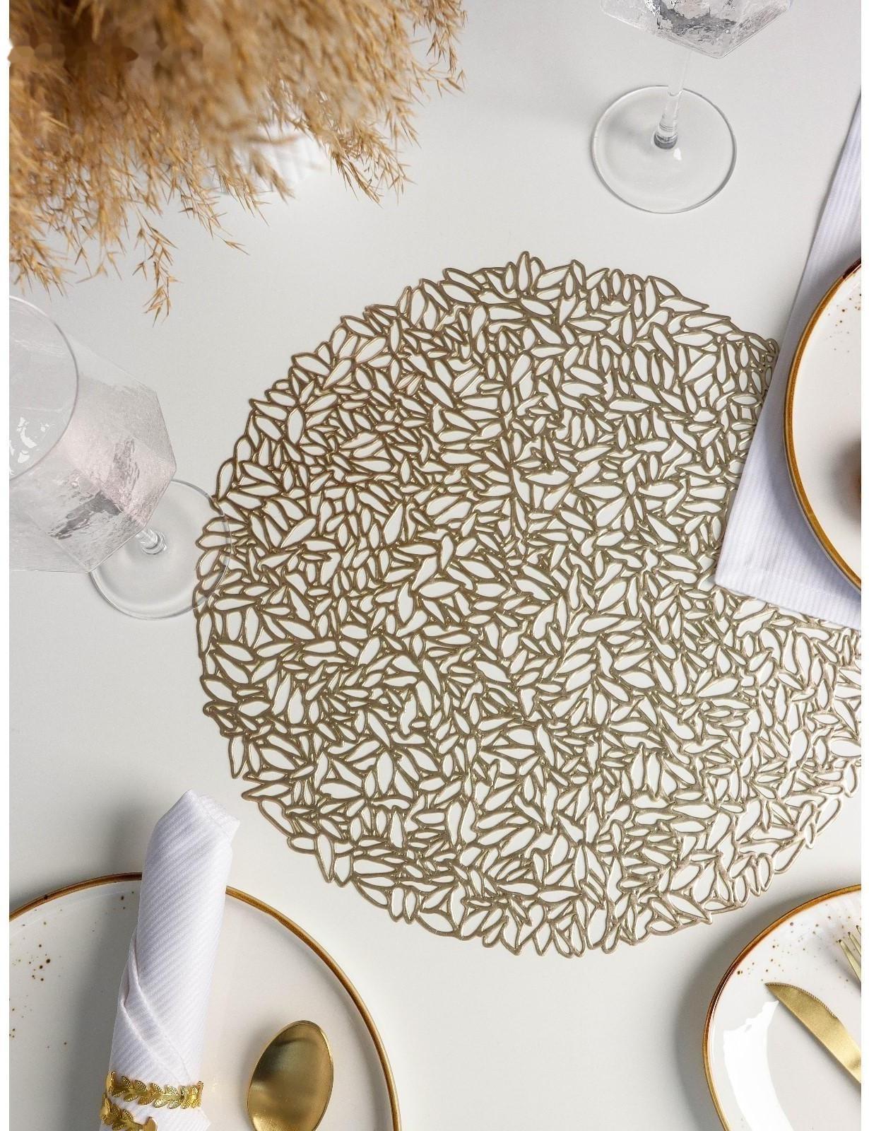 Салфетка сервировочная на стол «Манифик», d=38 см, цвет золотой