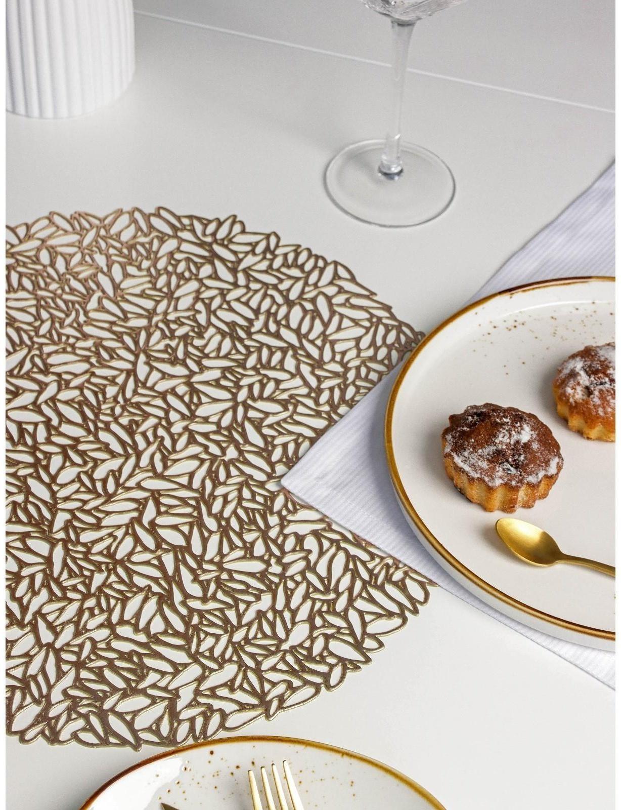 Салфетка сервировочная на стол «Манифик», d=38 см, цвет золотой