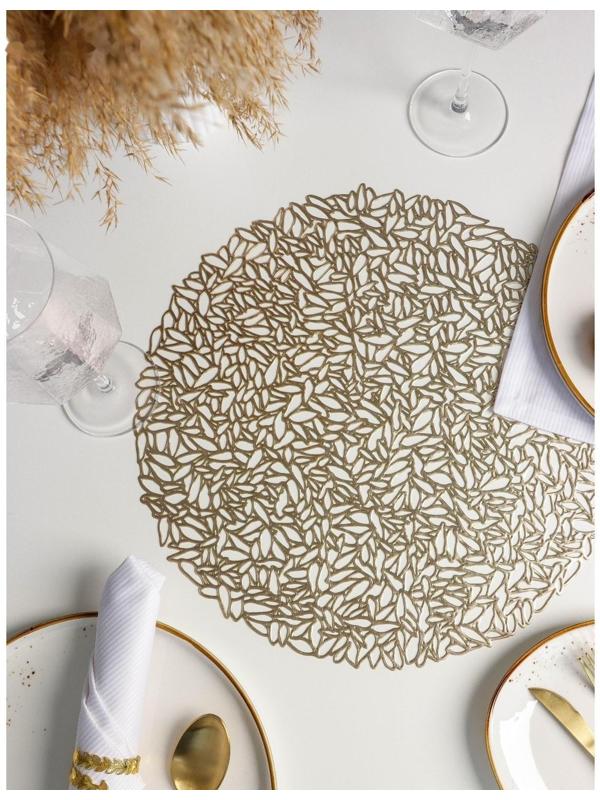 Салфетка сервировочная на стол «Манифик», d=38 см, цвет золотой