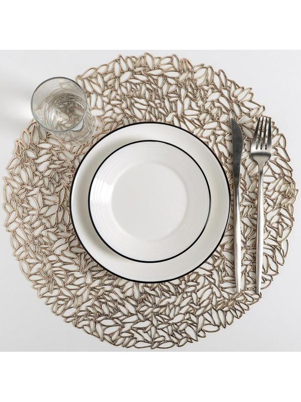 Салфетка сервировочная на стол «Манифик», d=38 см, цвет золотой
