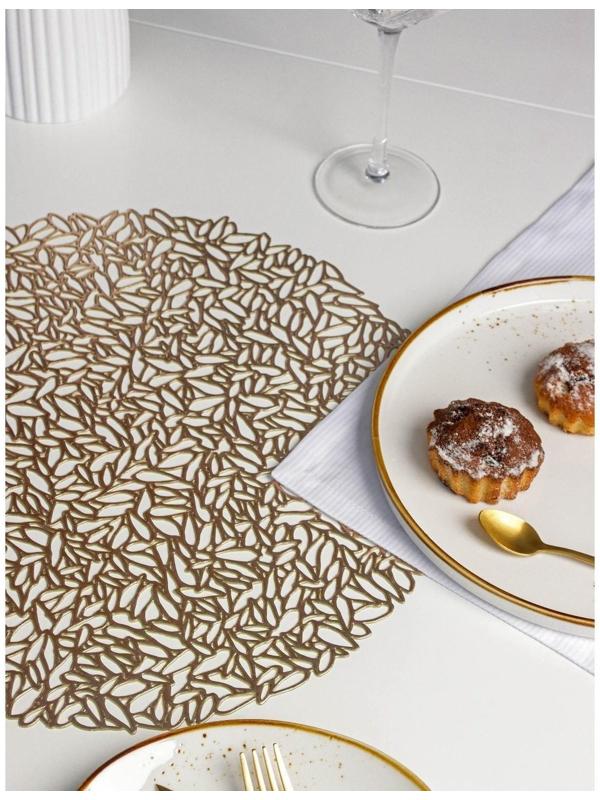 Салфетка сервировочная на стол «Манифик», d=38 см, цвет золотой