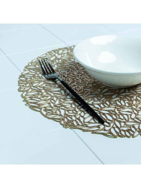Салфетка сервировочная на стол «Манифик», d=38 см, цвет золотой