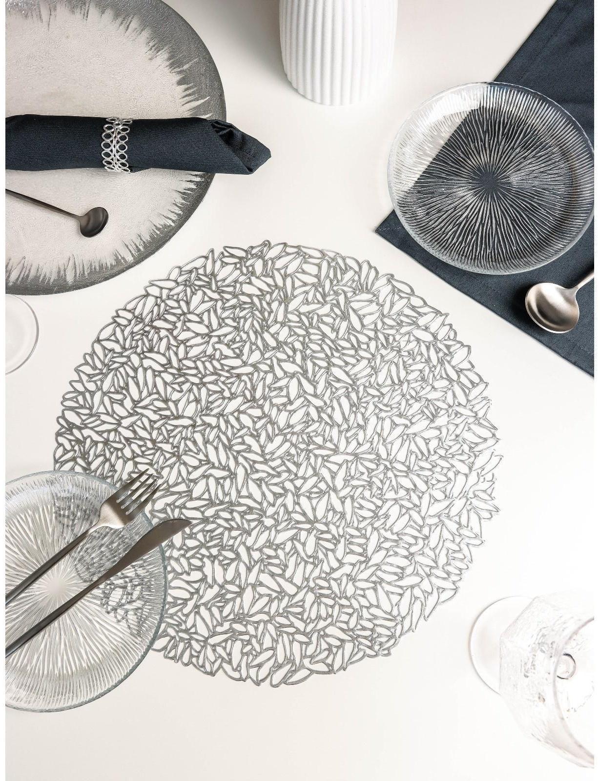 Салфетка сервировочная на стол «Манифик», d=38 см, цвет серебряный