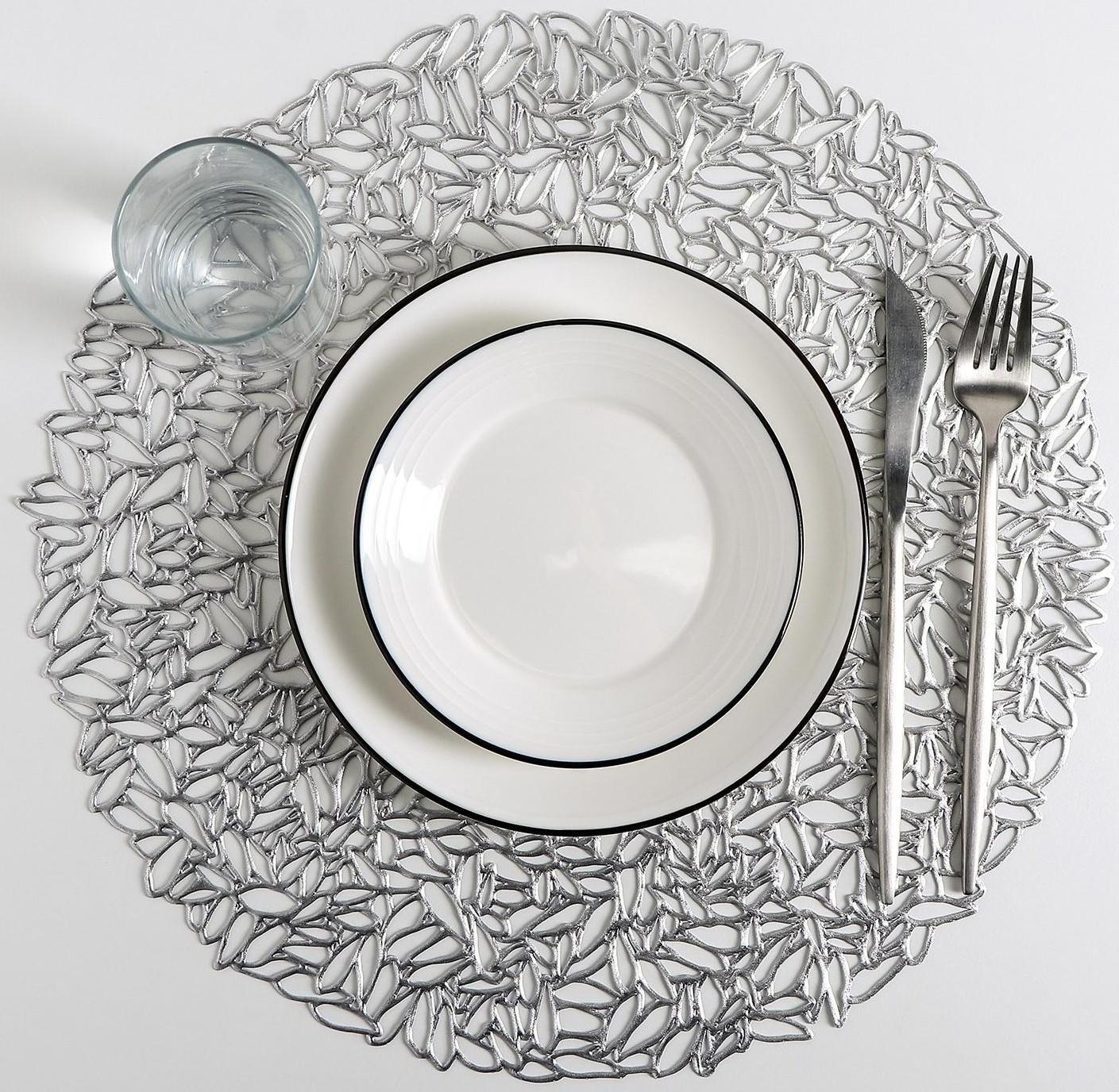Салфетка сервировочная на стол «Манифик», d=38 см, цвет серебряный