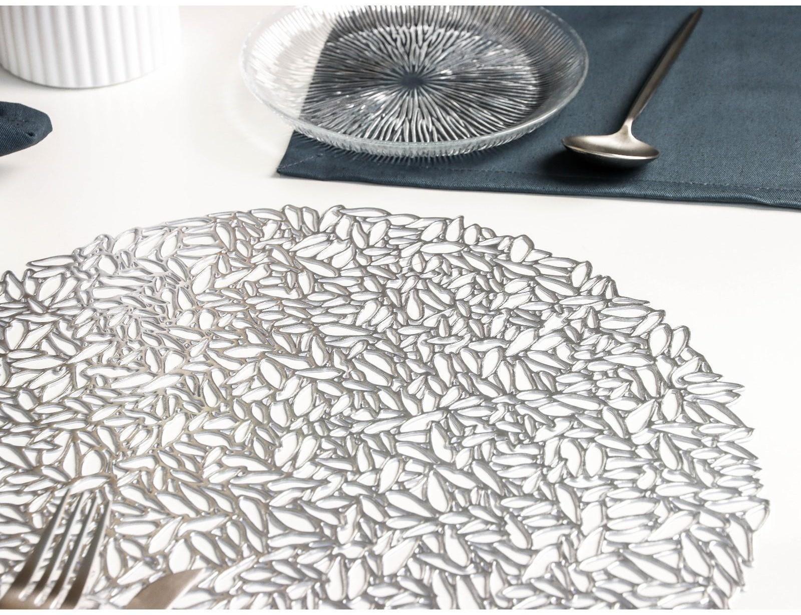 Салфетка сервировочная на стол «Манифик», d=38 см, цвет серебряный