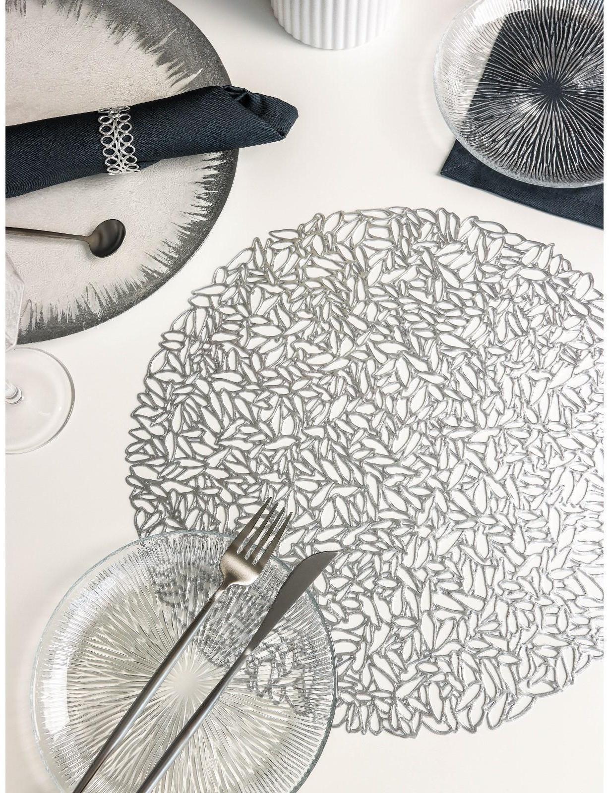 Салфетка сервировочная на стол «Манифик», d=38 см, цвет серебряный