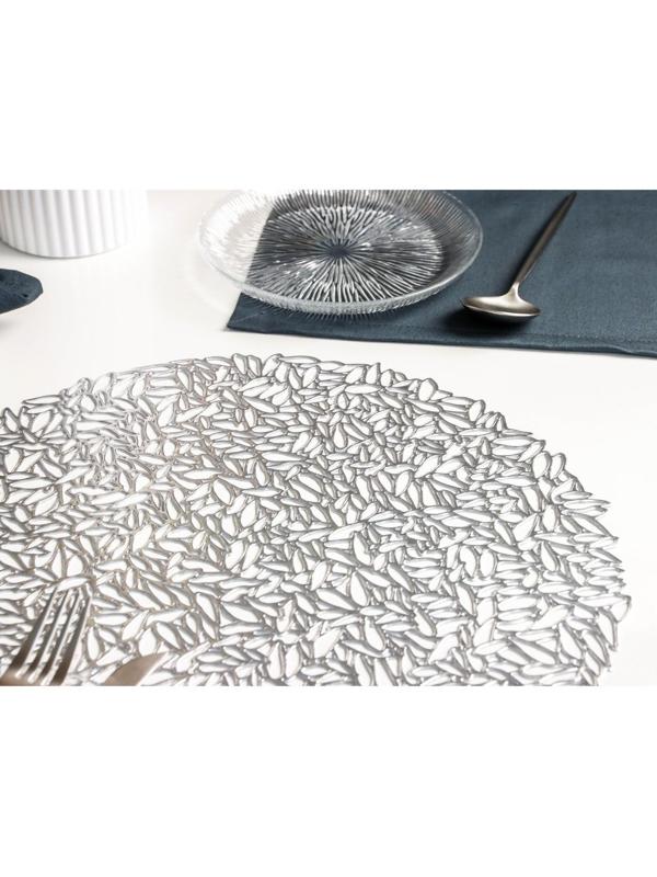 Салфетка сервировочная на стол «Манифик», d=38 см, цвет серебряный