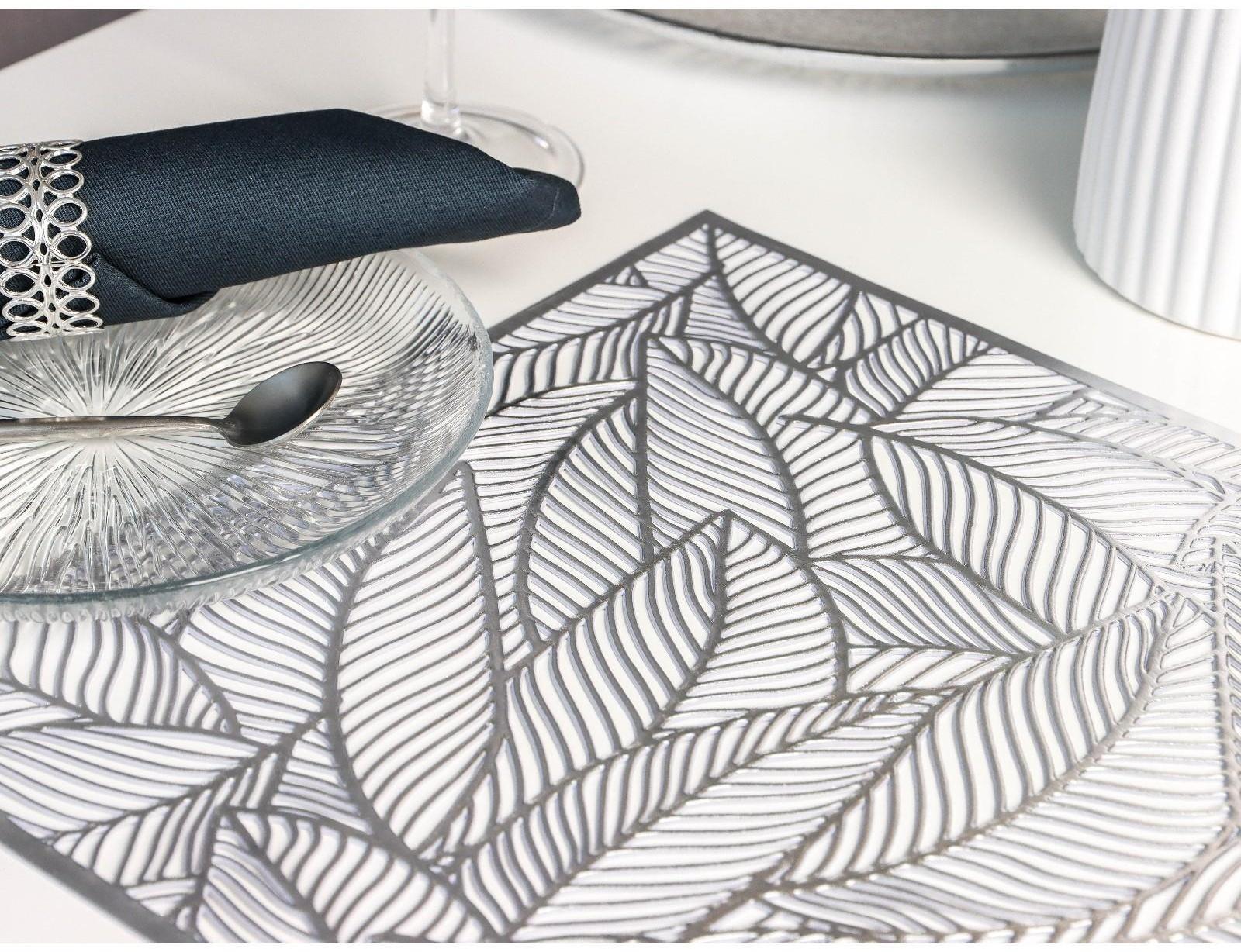 Салфетка сервировочная на стол «Листопад», 45×30 см, цвет серебряный