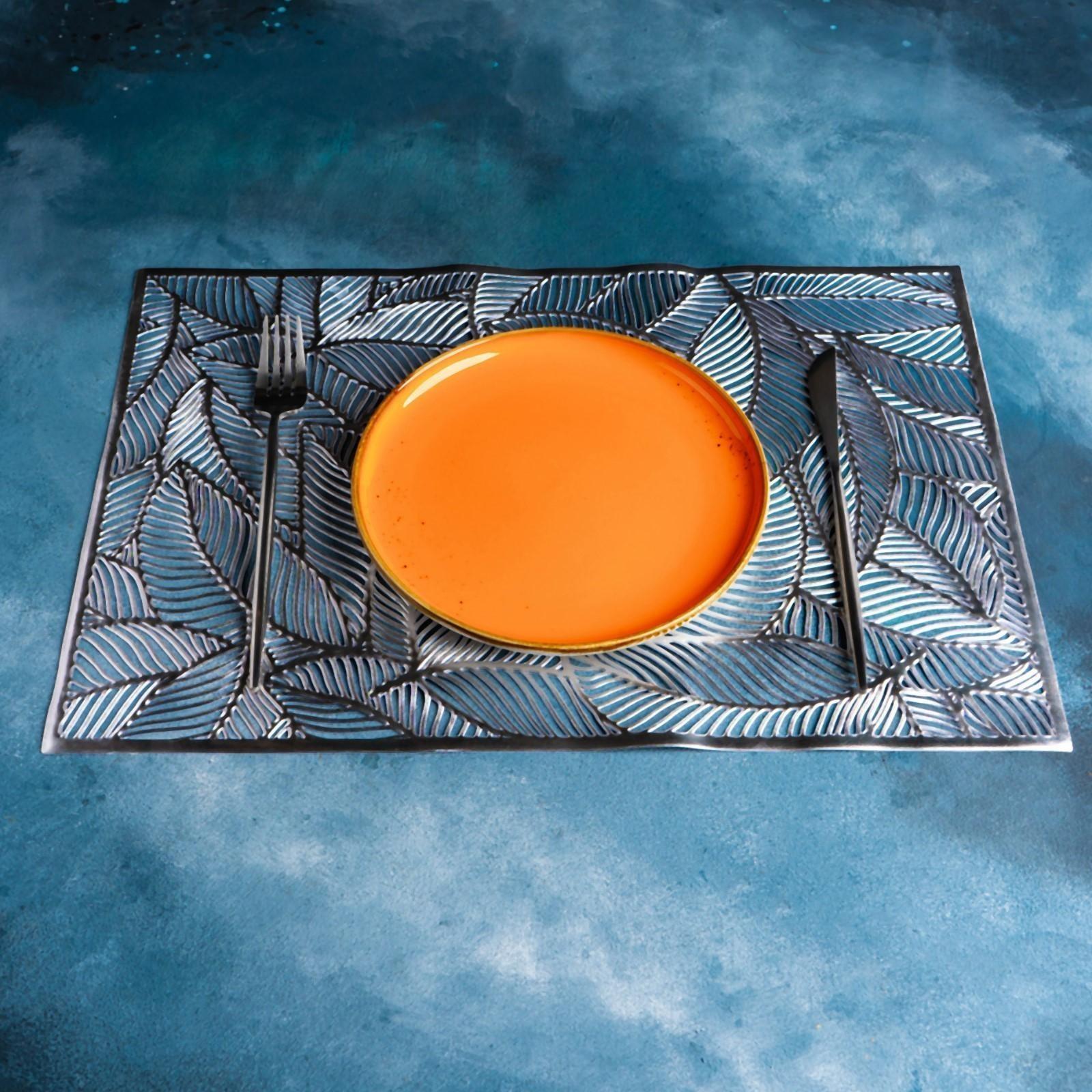 Салфетка сервировочная на стол «Листопад», 45×30 см, цвет серебряный