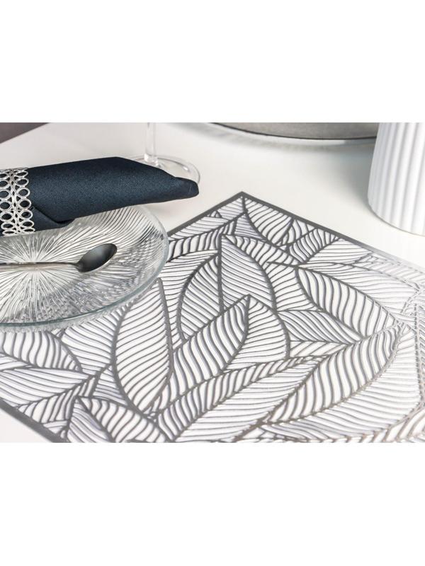 Салфетка сервировочная на стол «Листопад», 45×30 см, цвет серебряный