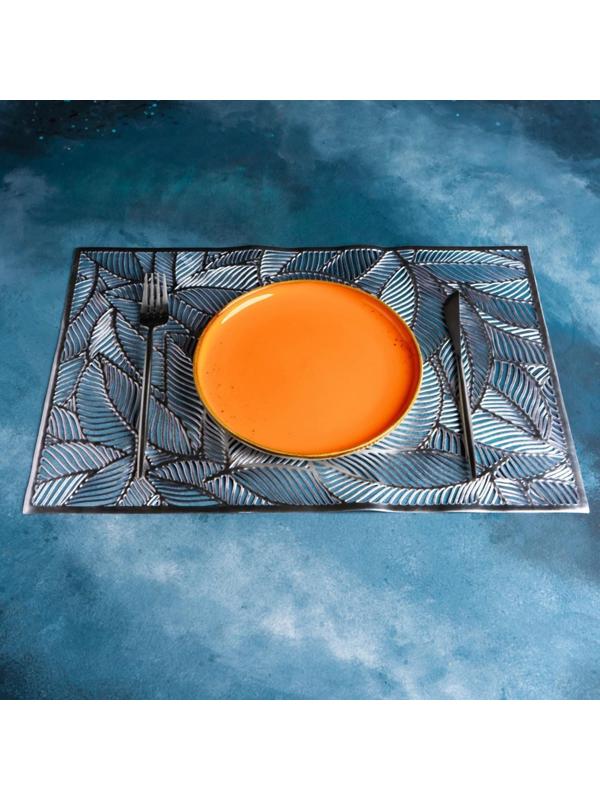 Салфетка сервировочная на стол «Листопад», 45×30 см, цвет серебряный