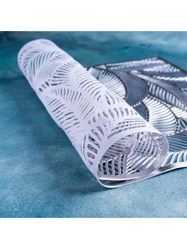 Салфетка сервировочная на стол «Листопад», 45×30 см, цвет серебряный