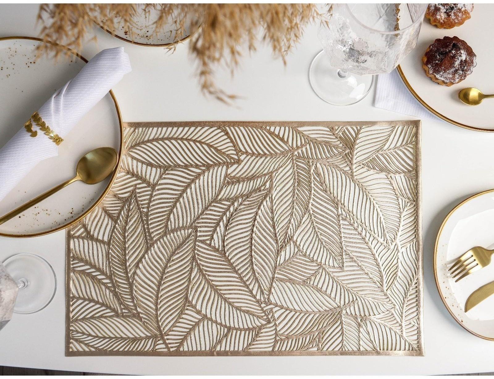 Салфетка сервировочная на стол «Листопад», 45×30 см, цвет золотой / 1 шт.