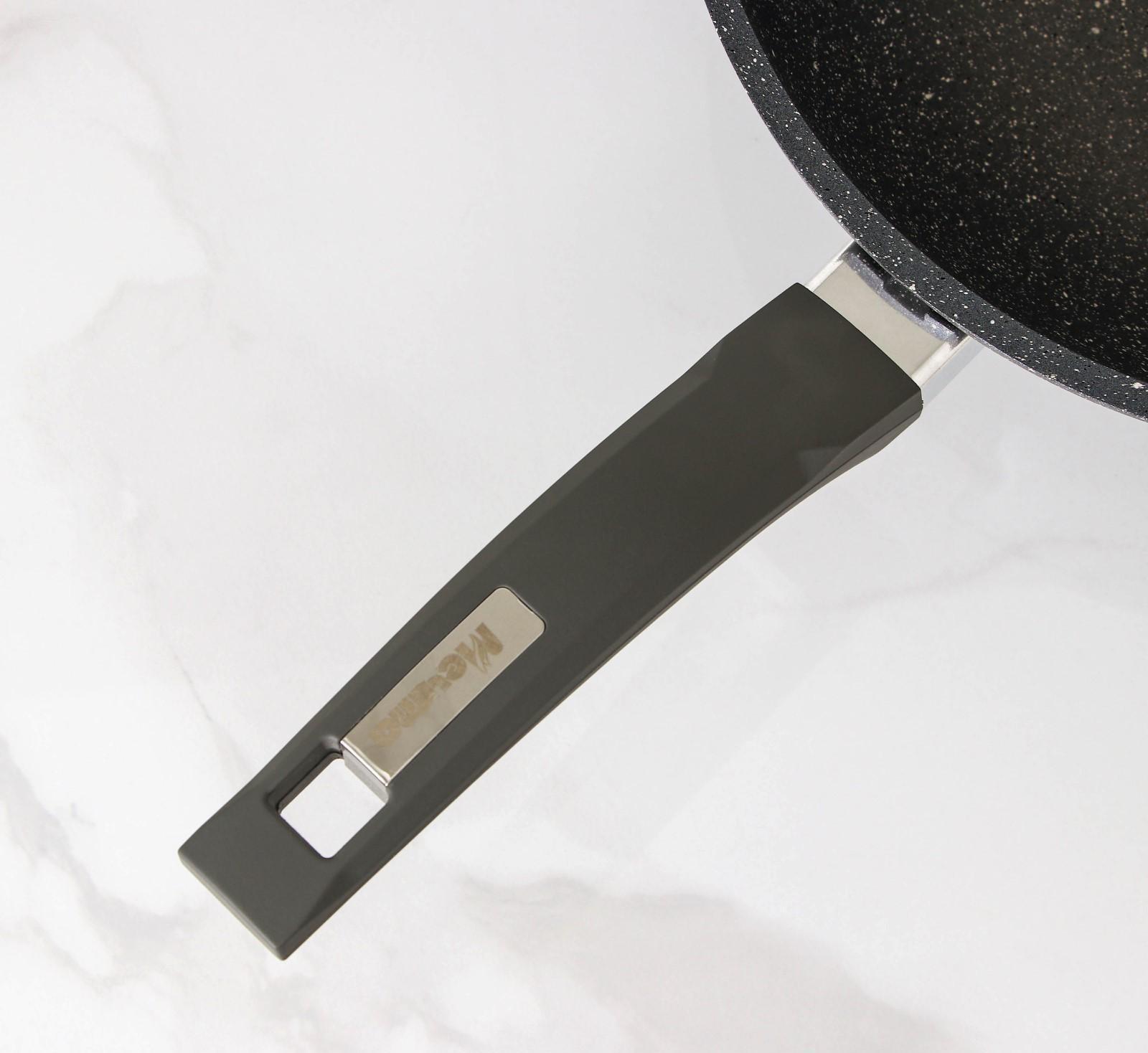 Сковорода «Гранит ВОК», d=28 см, стеклянная крышка, антипригарное покрытие, цвет тёмно-серый