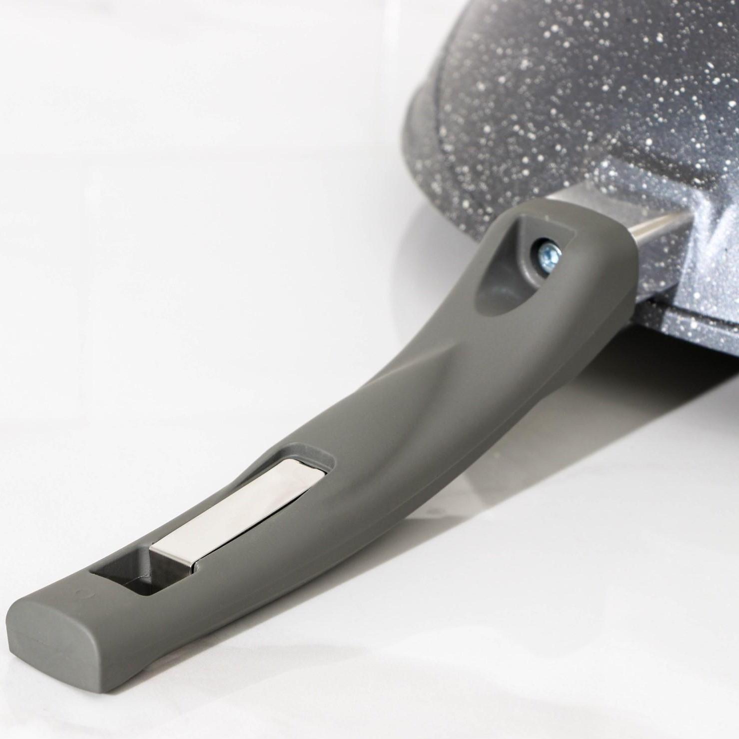 Сковорода «Гранит ВОК», d=28 см, стеклянная крышка, антипригарное покрытие, цвет тёмно-серый