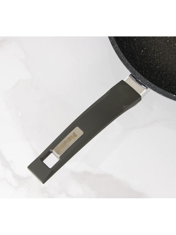 Сковорода «Гранит ВОК», d=28 см, стеклянная крышка, антипригарное покрытие, цвет тёмно-серый