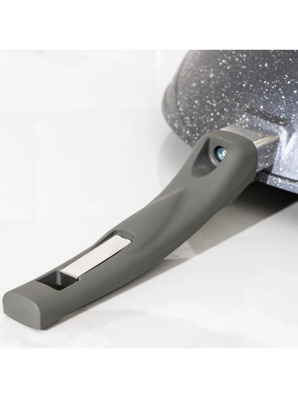 Сковорода «Гранит ВОК», d=28 см, стеклянная крышка, антипригарное покрытие, цвет тёмно-серый