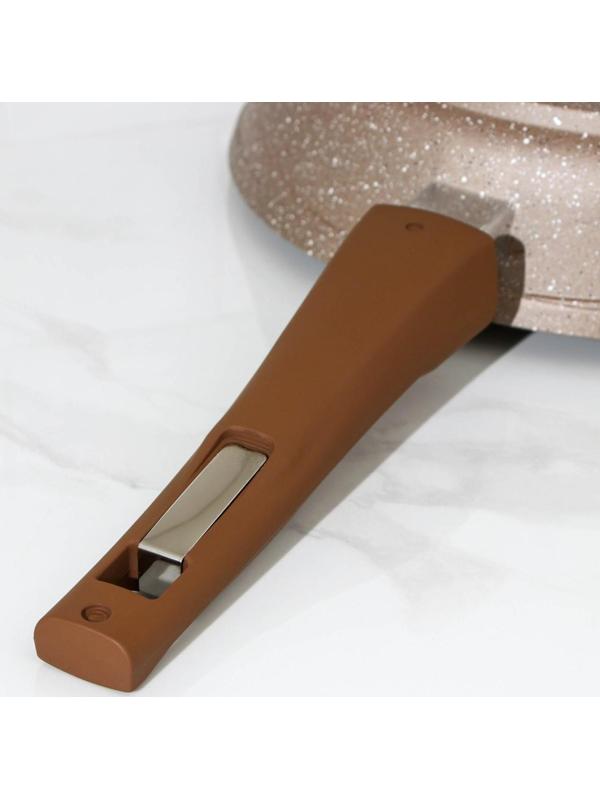 Сковорода «Гранит», d=24 см, съёмная ручка, стеклянная крышка, антипригарное покрытие, цвет коричневый