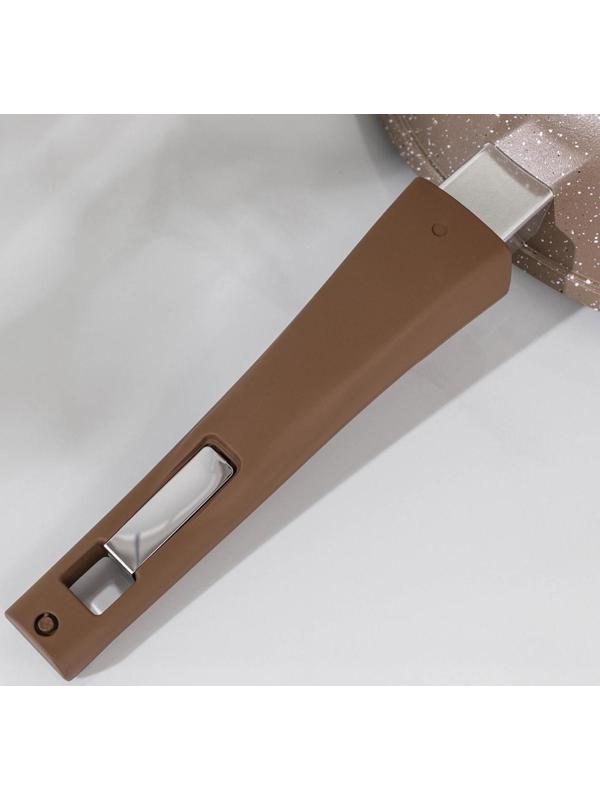 Сковорода «Гранит», d=28 см, съёмная ручка, стеклянная крышка, антипригарное покрытие, цвет коричневый