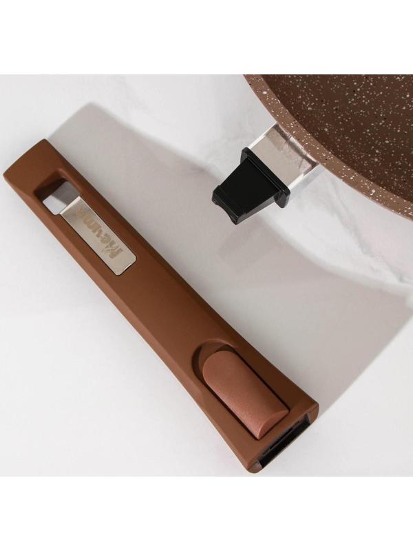 Сковорода «Гранит», d=30 см, съёмная ручка, стеклянная крышка, антипригарное покрытие, цвет коричневый