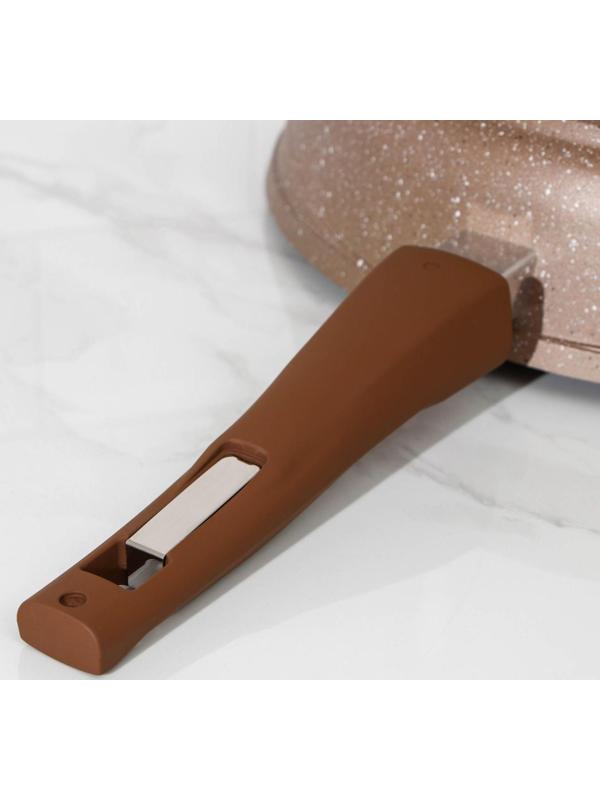 Сковорода «Гранит», d=30 см, съёмная ручка, стеклянная крышка, антипригарное покрытие, цвет коричневый