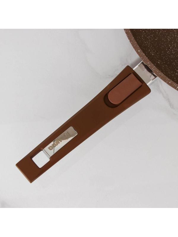 Сковорода «Гранит», d=30 см, съёмная ручка, стеклянная крышка, антипригарное покрытие, цвет коричневый