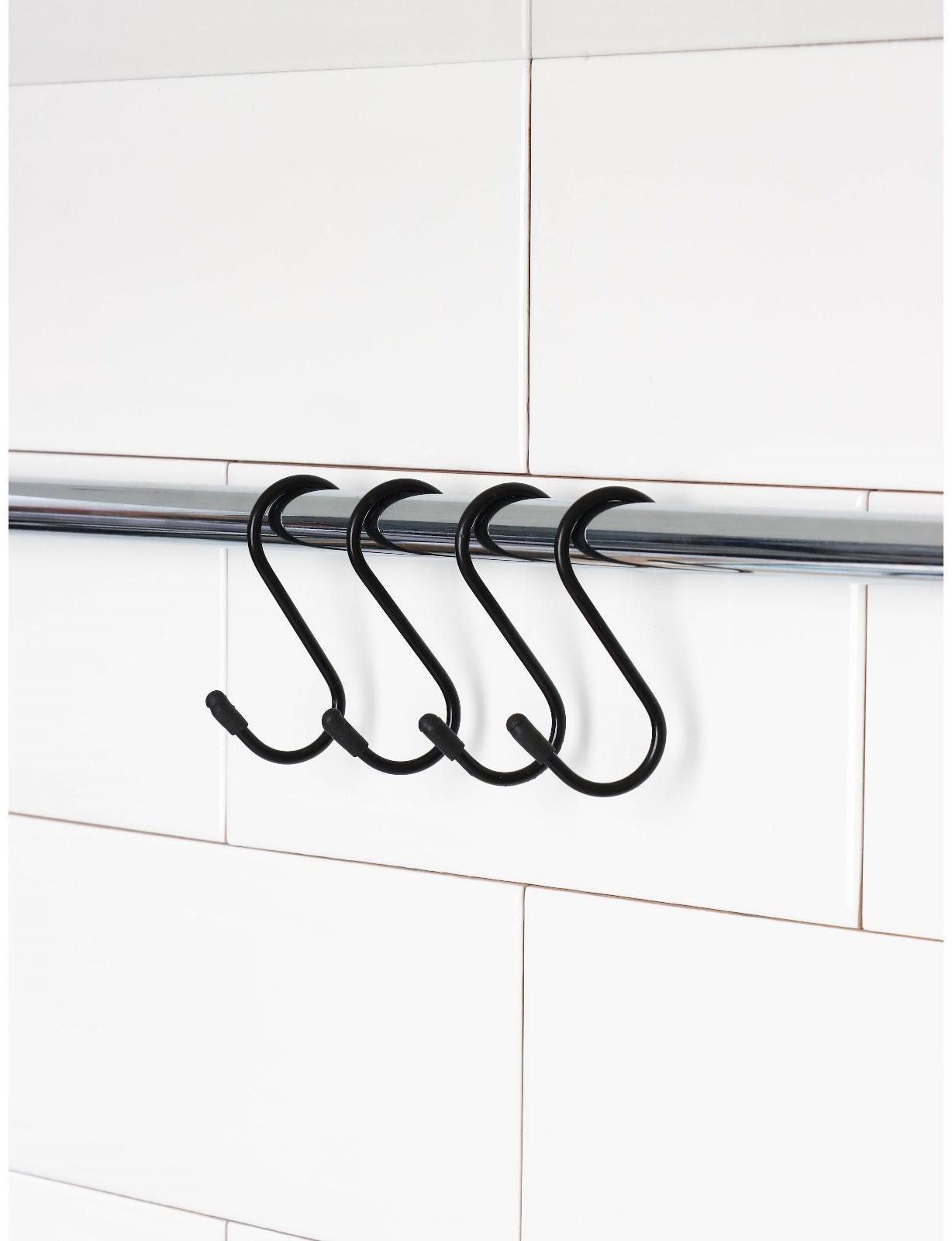 Набор крючков для рейлинга, d=3 см, 7 см, 4 шт, цвет чёрный