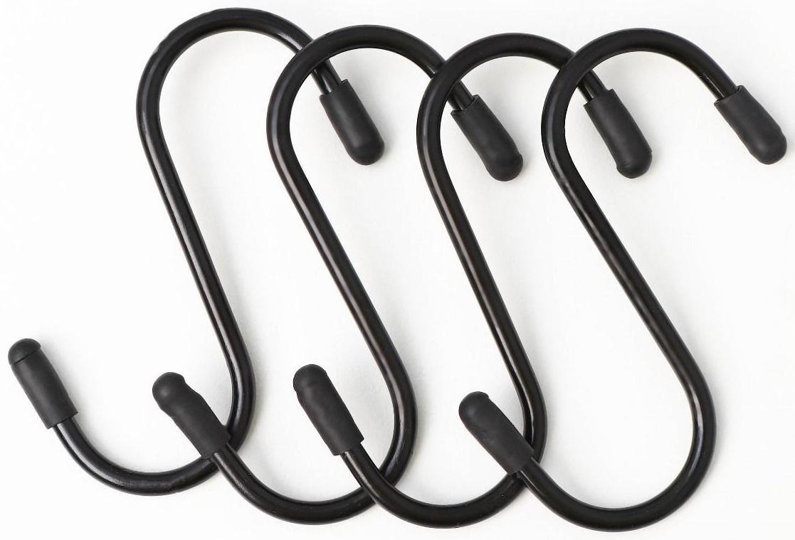 Набор крючков для рейлинга, d=3 см, 7 см, 4 шт, цвет чёрный