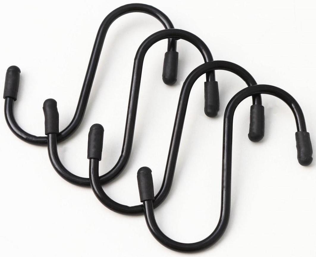 Набор крючков для рейлинга, d=3 см, 7 см, 4 шт, цвет чёрный