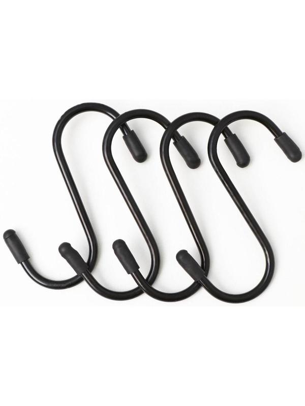 Набор крючков для рейлинга, d=3 см, 7 см, 4 шт, цвет чёрный