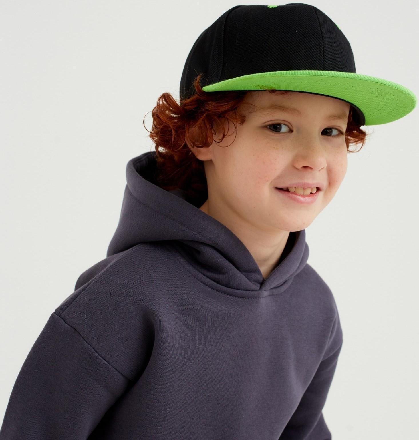 Бейсболка с прямым козырьком для мальчика MINAKU, размер 56, цвет чёрный/зеленый