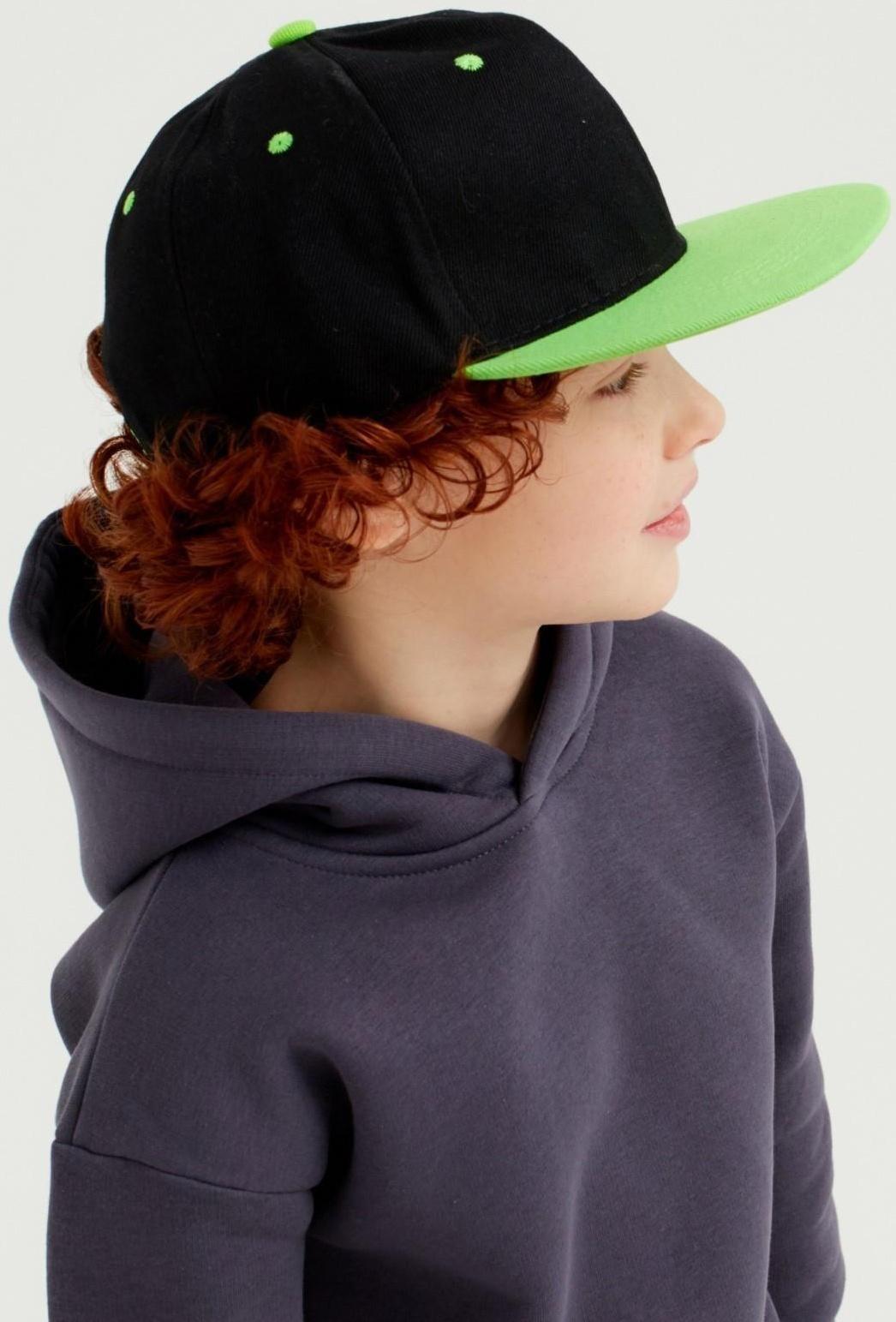 Бейсболка с прямым козырьком для мальчика MINAKU, размер 56, цвет чёрный/зеленый