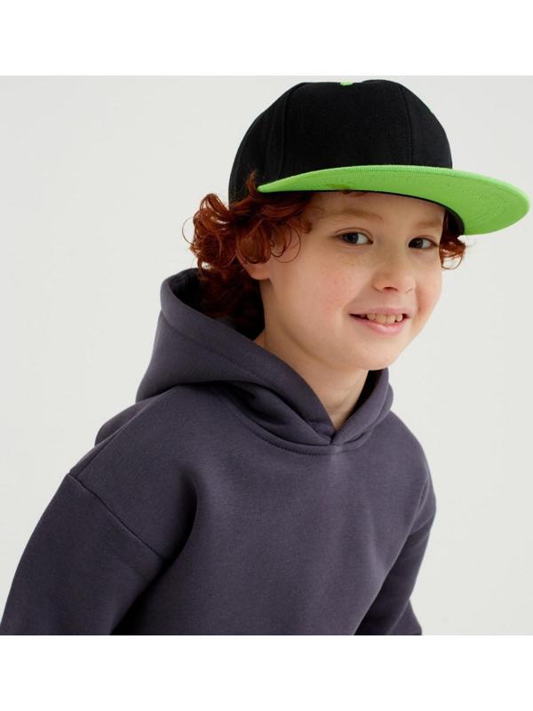 Бейсболка с прямым козырьком для мальчика MINAKU, размер 56, цвет чёрный/зеленый