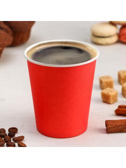 Стакан бумажный одноразовый, 250 мл, d=8 см, цвет красный