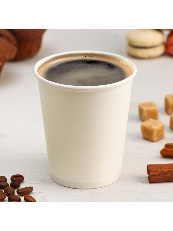 Стакан бумажный одноразовый, 250 мл, d=8 см, цвет белый