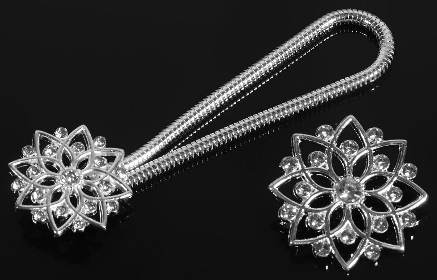 Декоративная застёжка, d = 2,4/3,1 см, цвет серебряный