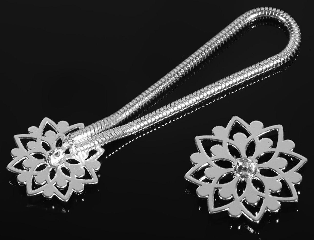 Декоративная застёжка, d = 2,4/3,1 см, цвет серебряный