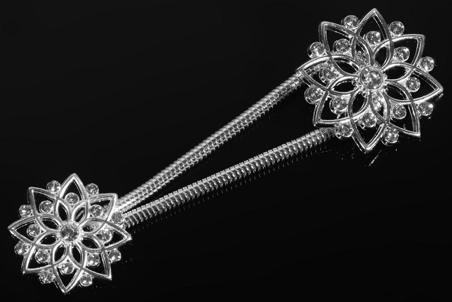 Декоративная застёжка, d = 2,4/3,1 см, цвет серебряный