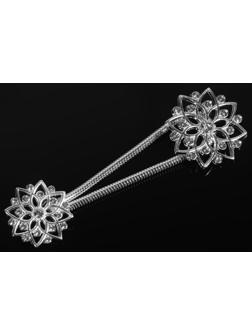 Декоративная застёжка, d = 2,4/3,1 см, цвет серебряный