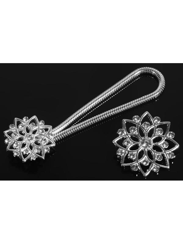 Декоративная застёжка, d = 2,4/3,1 см, цвет серебряный