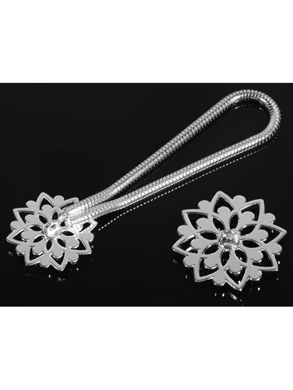 Декоративная застёжка, d = 2,4/3,1 см, цвет серебряный