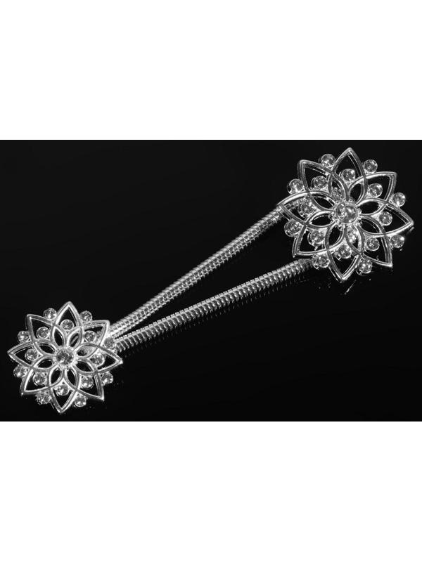 Декоративная застёжка, d = 2,4/3,1 см, цвет серебряный